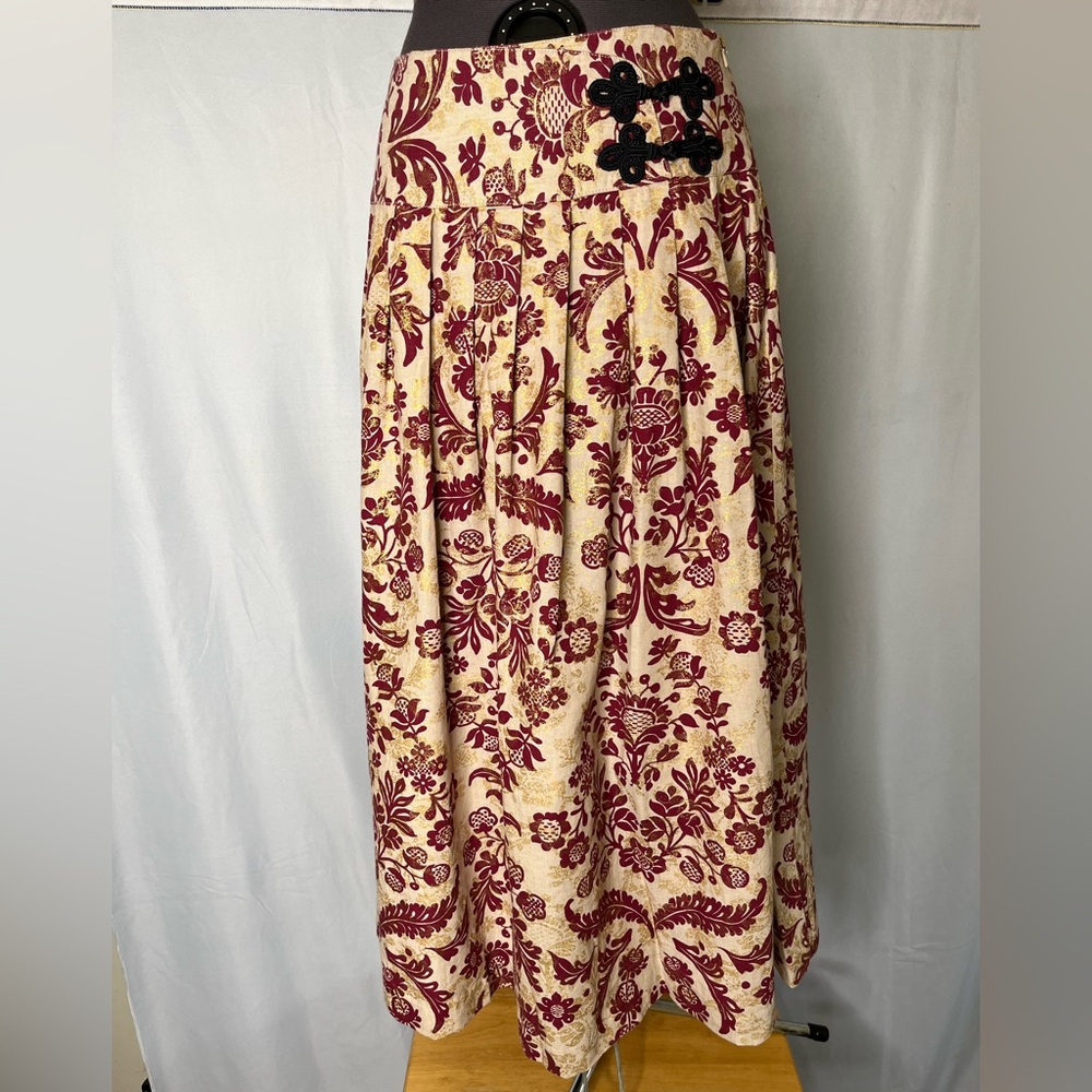 Soft Surroundings Gold and maroon Maxi Skirt